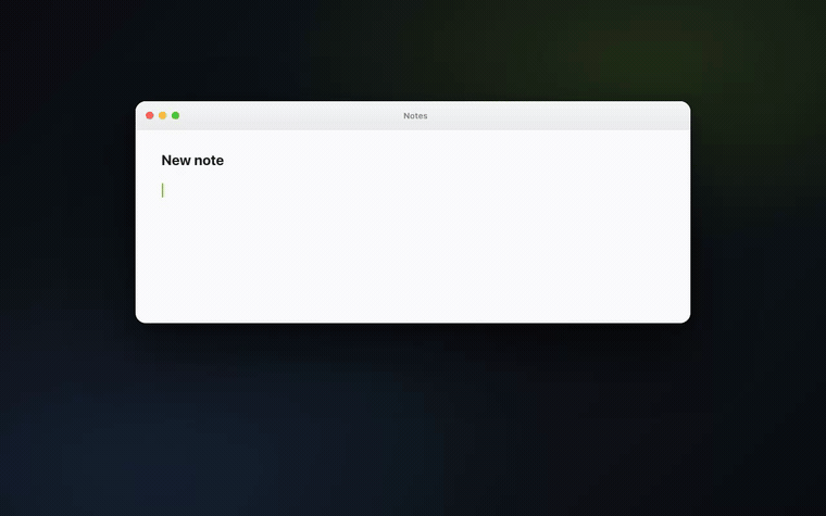Demo: holding the key, speaking, and the text appearing at the cursor